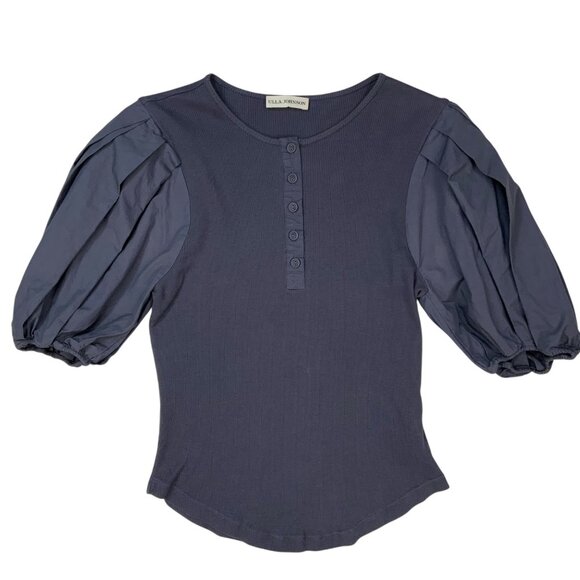 Ulla Johnson Kara Puff Sleeve Ribbed Top Blouse S Periscope Henley Quiet Luxury - Picture 14 of 14